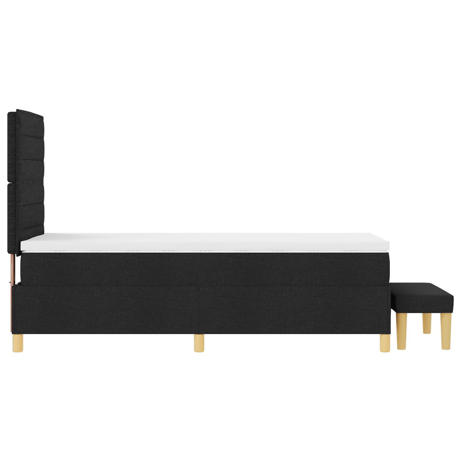 Boxspring Bed Met Matras & Bank Stof Zwart 80 x 200 cm Lijnen ontwerp