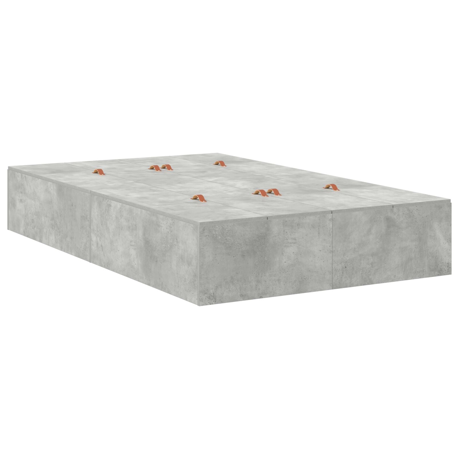 Opbergbedframe Beton Grijs Bewerkt Hout 120 X 190 Cm Artisanaal Eiken