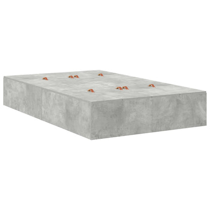 Opbergbedframe Beton Grijs Bewerkt Hout 120 X 190 Cm Artisanaal Eiken
