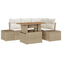 5-Delige Tuin Sofa Set Met Kussens Beige Poly Rattan