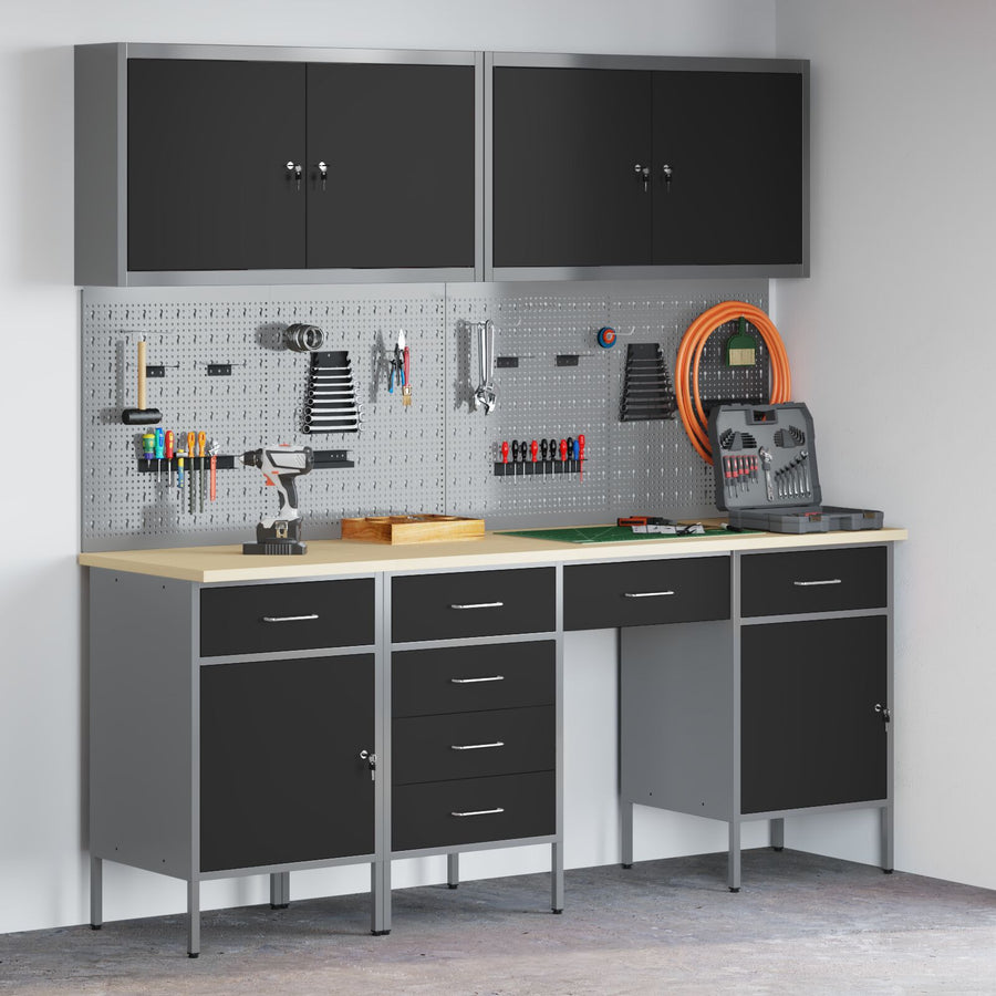 10-Delig Werkbank Set Zwart Staal