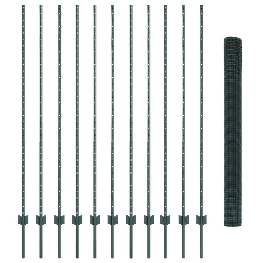 Gelaste Draadhek Met 11 U-Palen Groen 1.6X25 M Staal