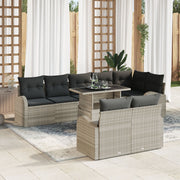Tuin loungeset poly rattan lichtgrijs 8 personen