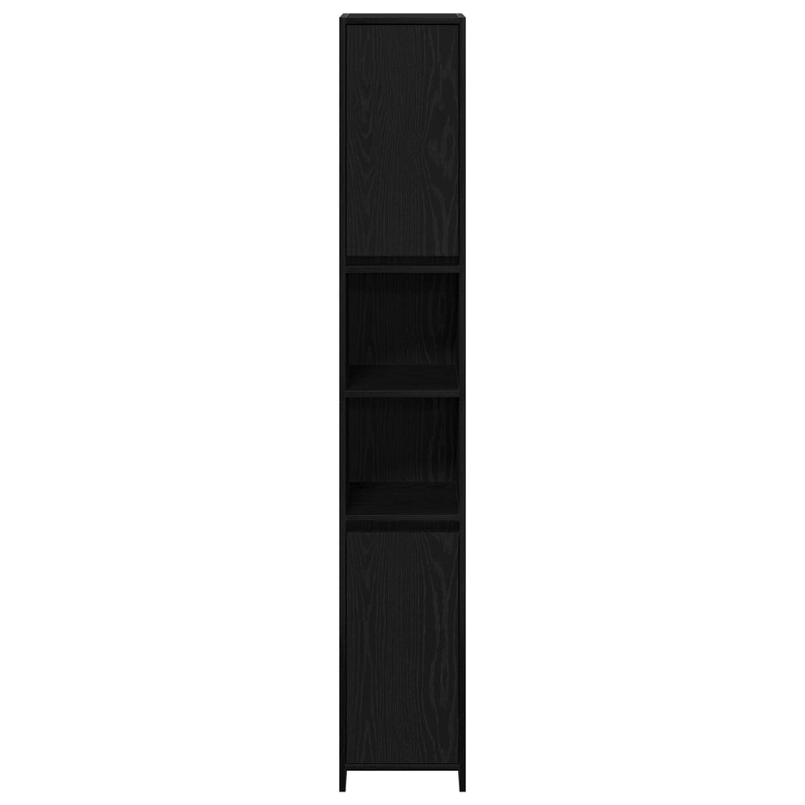 Badkamerkast Zwart Eiken 30X30X183,5 Cm Bewerkt Hout