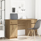 Bureau eikenkleurig 140x49x76 cm bewerkt hout