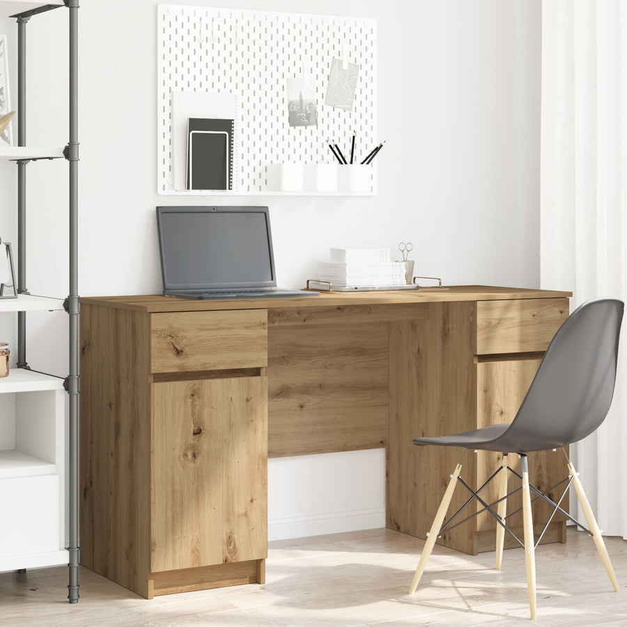 Bureau Artisan Eiken 140X49X76 Cm Bewerkt Hout