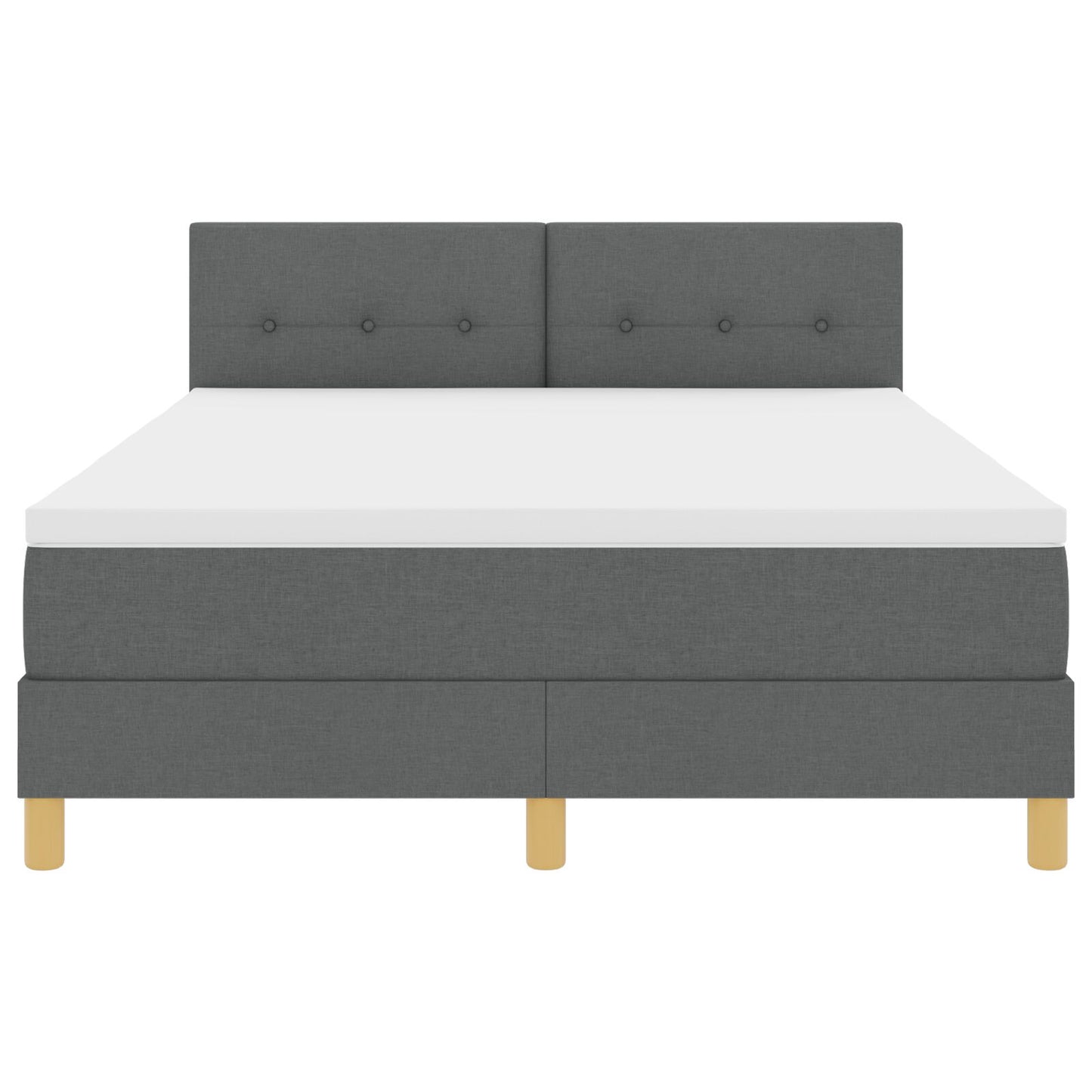 Boxspring Bed Met Matras Stof Donkergrijs 140 x 200 cm Knopen en tufted