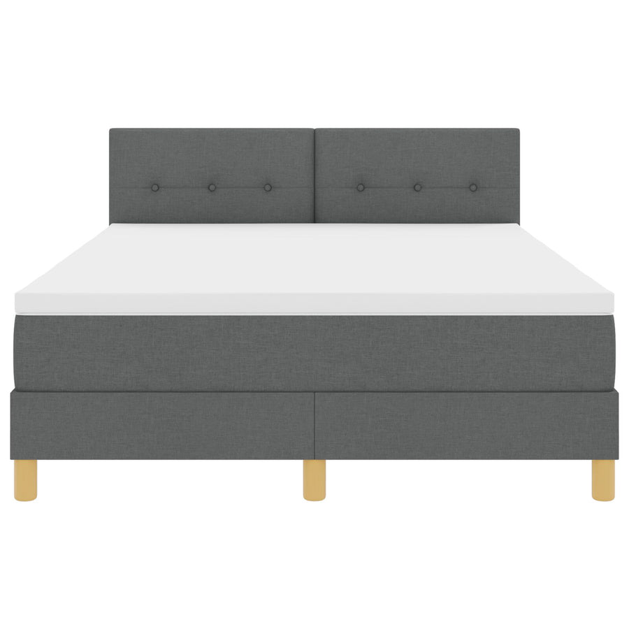 Boxspring Bed Met Matras Stof Donkergrijs 140 x 200 cm Knopen en tufted