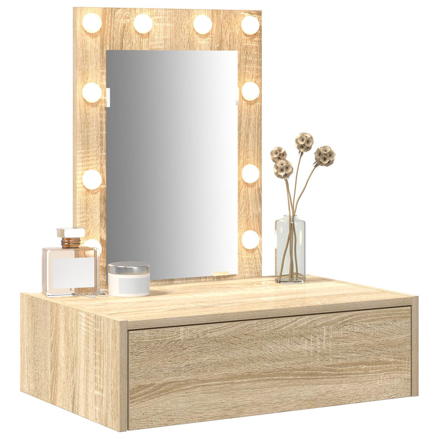 Wandgemonteerde Kaptafel Verlichting 60 x 40 x 70 cm Sonoma eiken met LED
