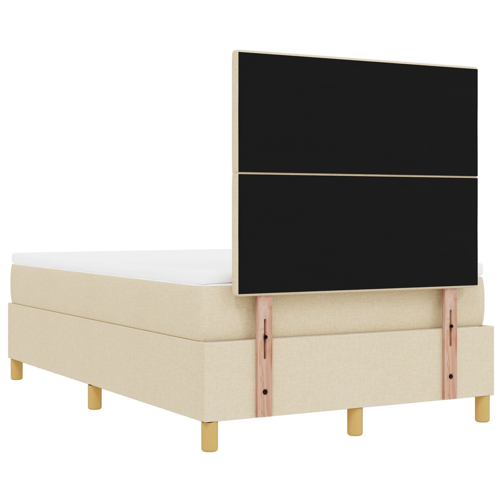 Boxspringbed Met Matras & Bank Stof Crème 120 x 200 cm Geknoopte stoffering