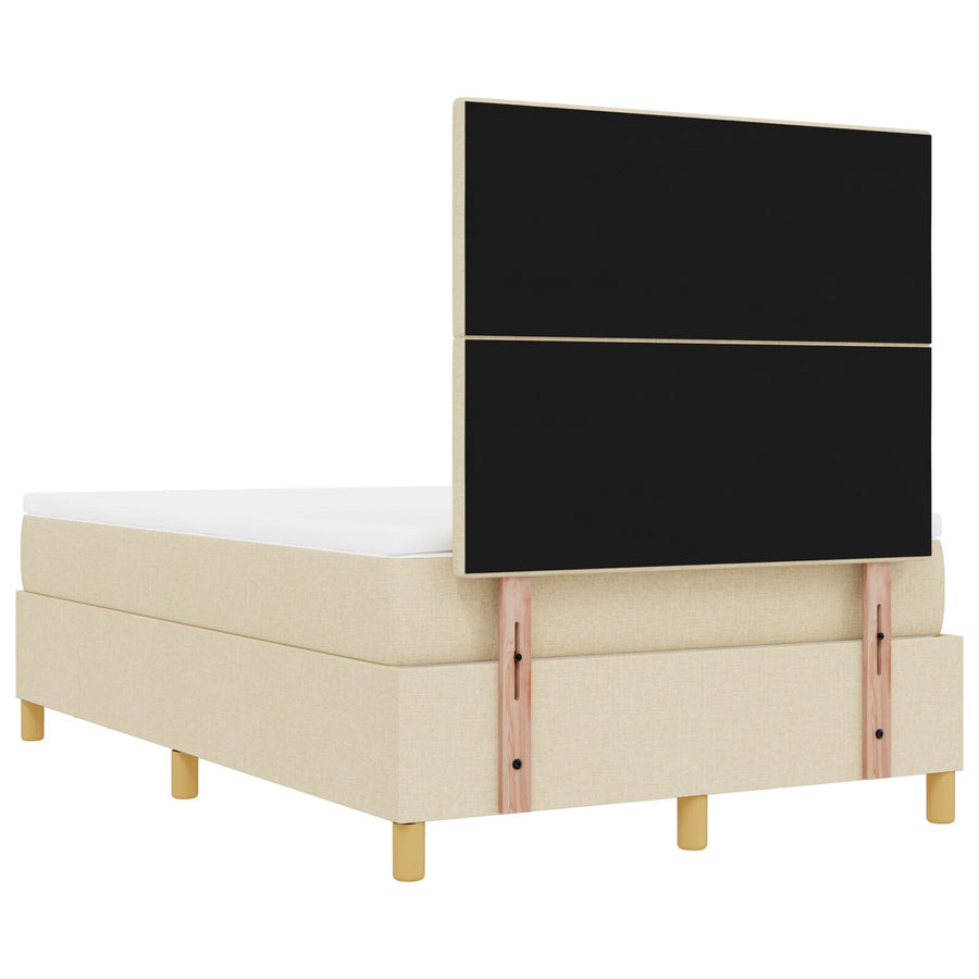 Boxspringbed Met Matras & Bank Stof Crème 120 x 200 cm Geknoopte stoffering