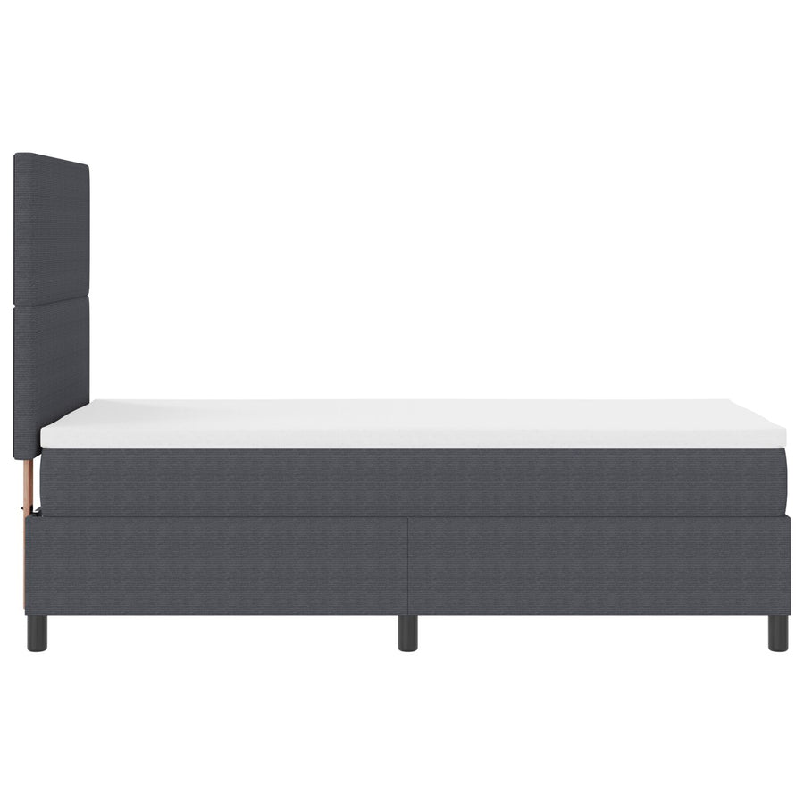 Boxspringbed Met Matras Donkergrijs 100X200 Cm Corduroy Stof