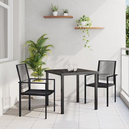 3-Delige Tuin Eetset Zwart Pvc Riet