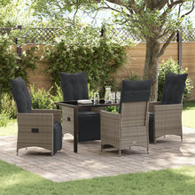 5-Delige Tuin Eetset Met Kussens Grijs Poly Rattan