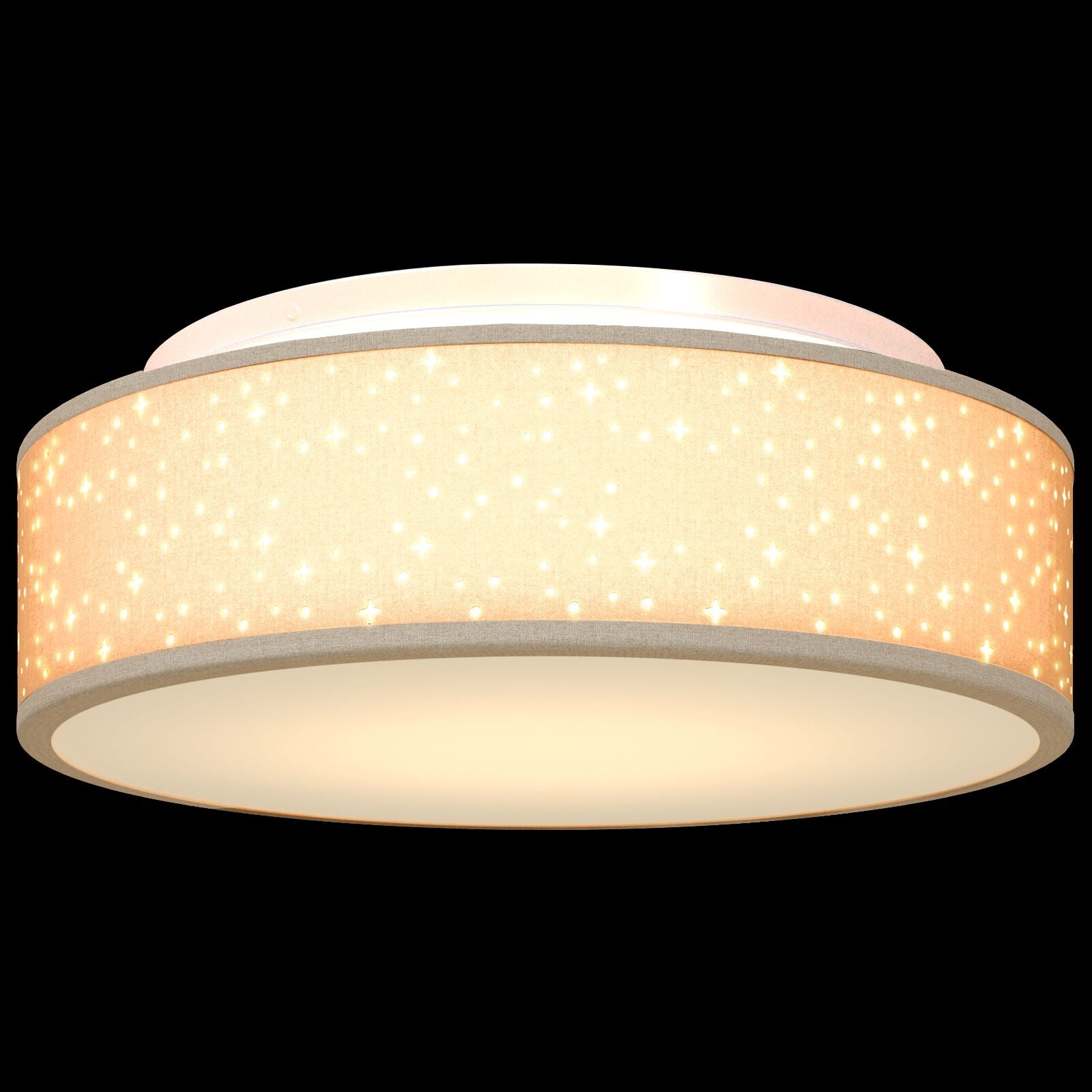 Plafondlampen Ø 38 Cm Stof E27 Ø38 x 13.5 cm Taupe met sterrenlampenkap