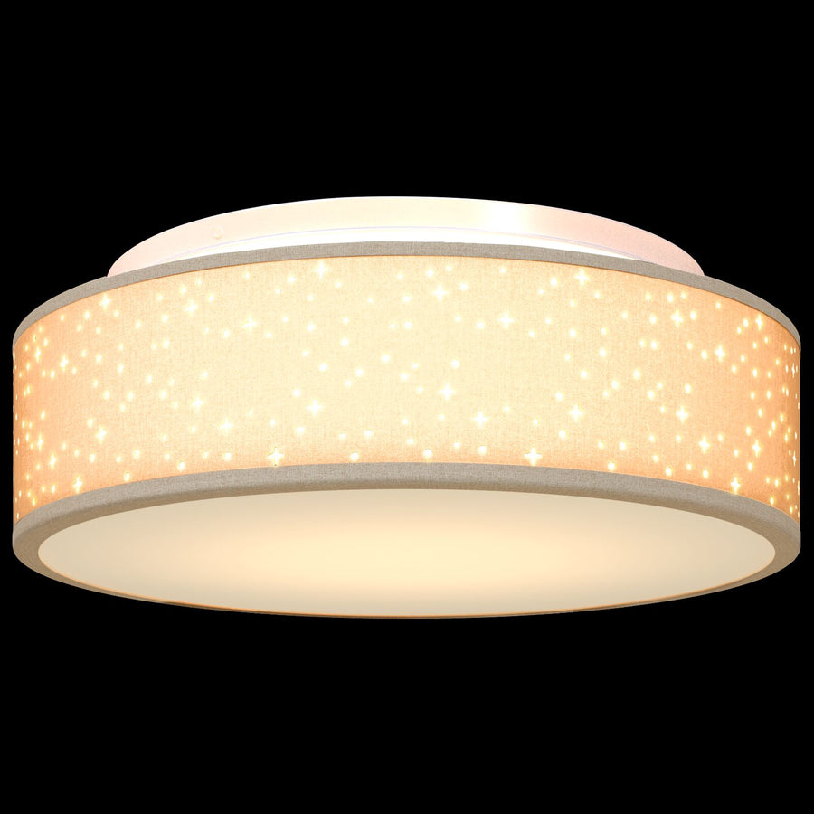 Plafondlampen Ø 38 Cm Stof E27 Ø38 x 13.5 cm Taupe met sterrenlampenkap