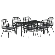 7-Delige Tuin Eetset Met Kussens Zwart Poly Rattan