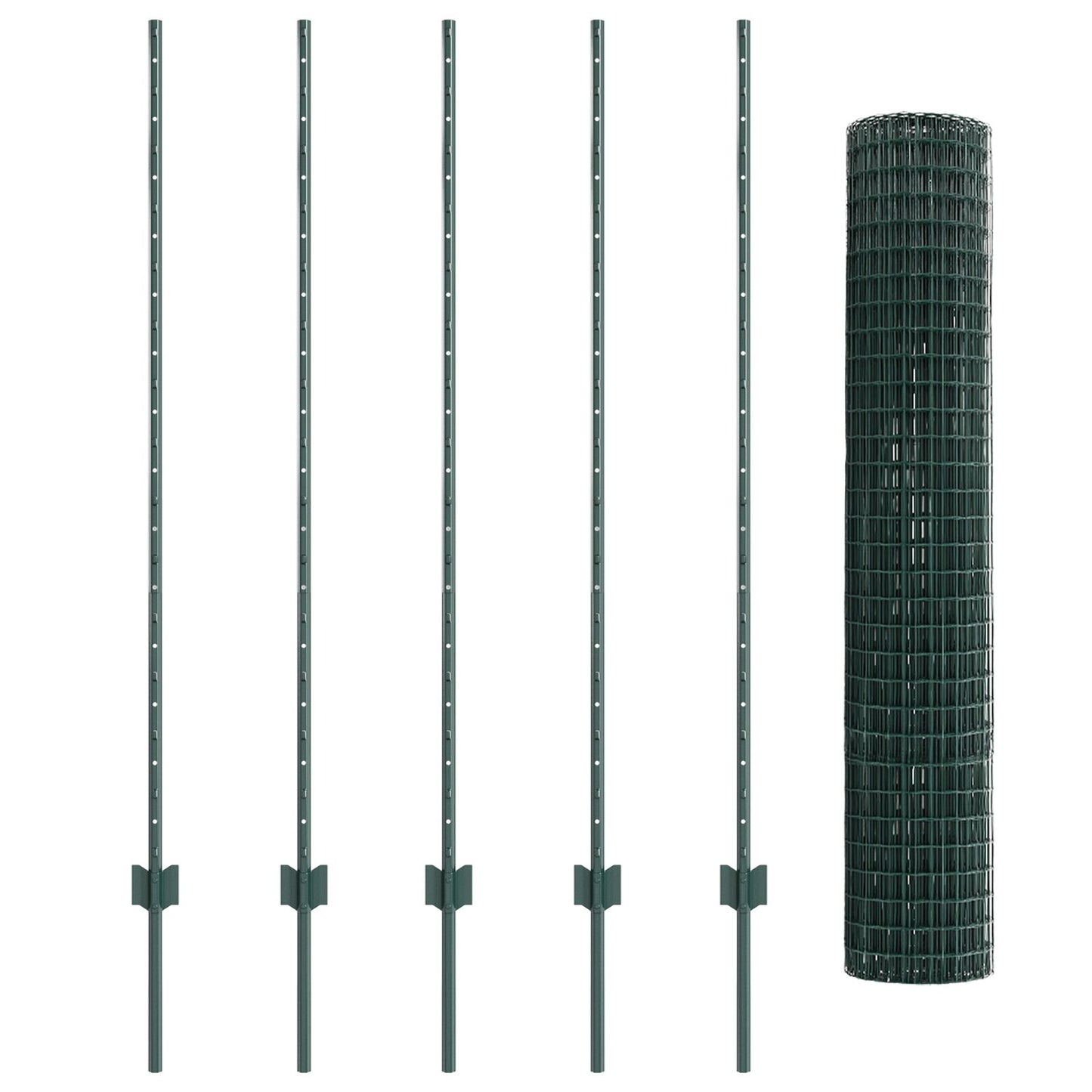 Euro Hek Met Palen Set Van 2 Groen Gepoedercoat Staal, Pvc