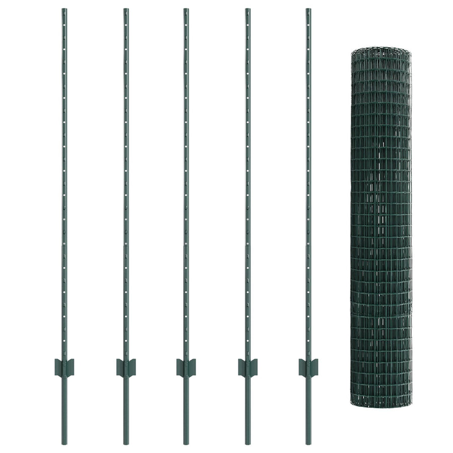 Euro Hek Met Palen Set Van 2 Groen Gepoedercoat Staal, Pvc