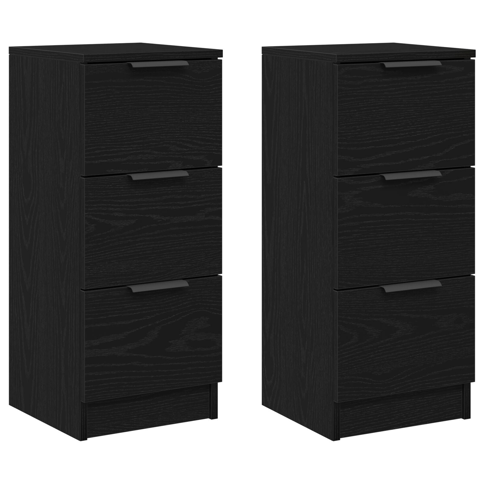 Sideboards 2 Stuks Zwart Eiken 30X30X70 Cm Bewerkt Hout