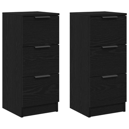 Sideboards 2 Stuks Zwart Eiken 30X30X70 Cm Bewerkt Hout