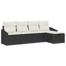 5-Delige Tuin Sofa Set Met Kussens Zwart Poly Rattan Wit
