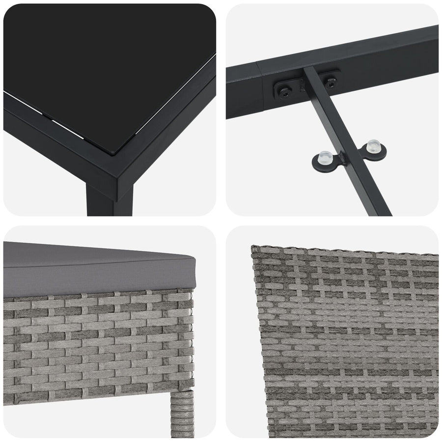 5-Delige Tuin Eetset Grijs Poly Rattan