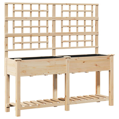 Tuinbak Met Trellis En Plank 161X43X152 Cm Massief Grenenhout 161 x 46 x 152.5 cm