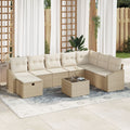 Loungeset poly rattan 8 personen beige
