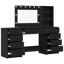 3-Delige Kaptafel Set Met Led Zwart Bewerkt Hout