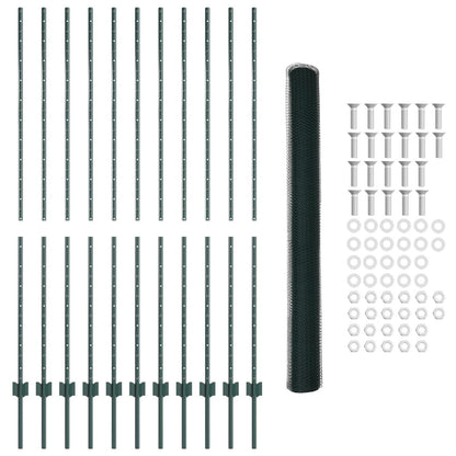 Hekpalen 11 Stuks U-Channel Groen 160 Cm Staal,  Hexagon Hek Groen 1.6X25 M Staal