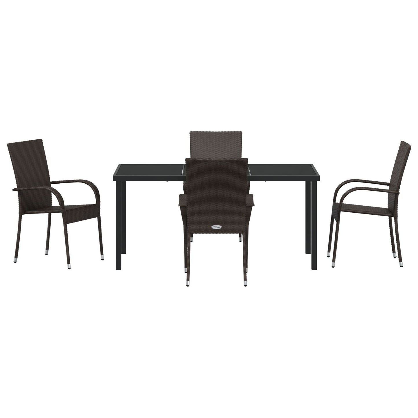 5-Delige Tuin Eetset Bruin Poly Rattan