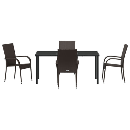 5-Delige Tuin Eetset Bruin Poly Rattan