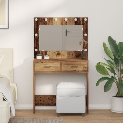 Kaptafel Met Led Lichten Oude Hout Rustiek hout 78,5 x 41 x 135 cm