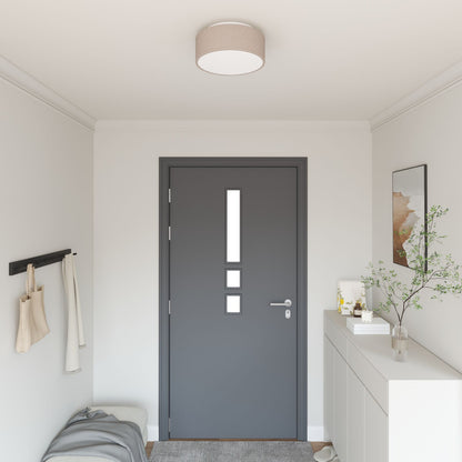 Plafondlamp Inbouw 30 Cm Stof E27 Ø30 x 13,5 cm taupe zonder stervormige lampenkap