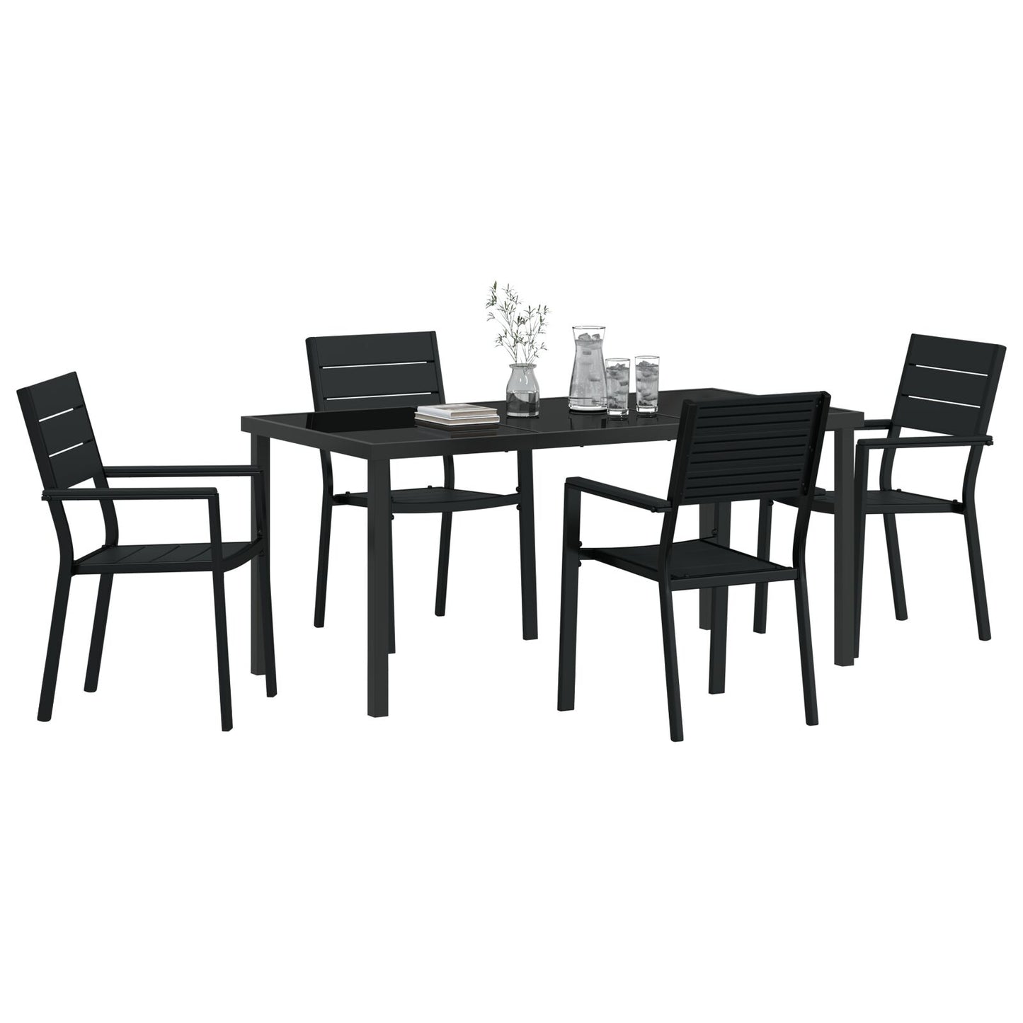 5-Delige Tuin Eetset Zwart Hdpe