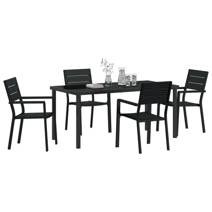 5-Delige Tuin Eetset Zwart Hdpe