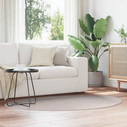 Vloerkleed 'Huarte' Kort Pool Zacht En Wasbaar Zandkleurig 120 x 170 cm Ovaal-Asymmetrisch