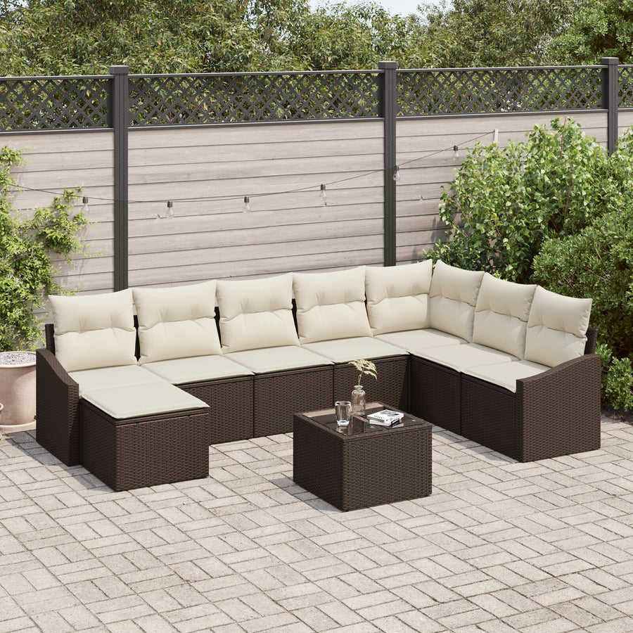 8-Delige Tuinsofa Set Met Kussens Grijs Poly Rattan