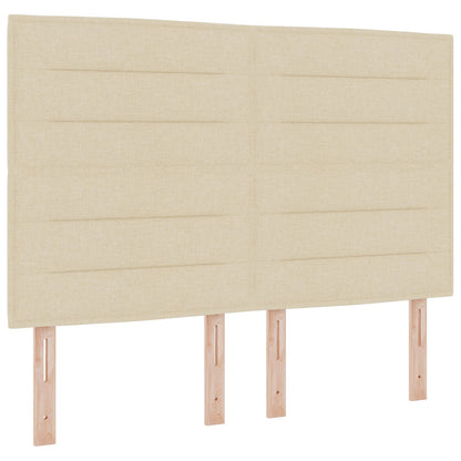 Boxspring Bed Met Matras & Bank Stof Crème 140 x 190 cm Lijnen ontwerp