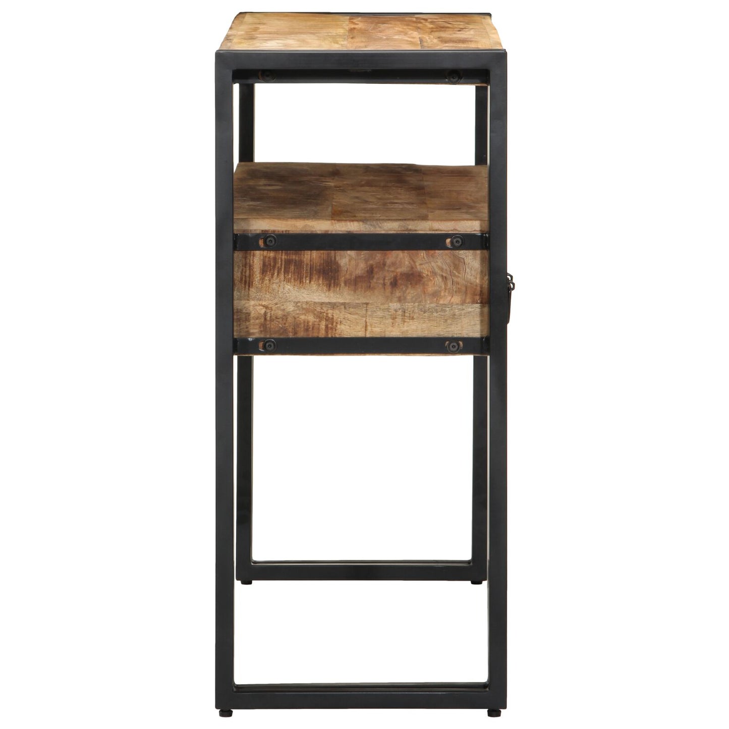 Bijzettafels Zwart En Metaal 90 x 33 x 75 cm Massief mangohout