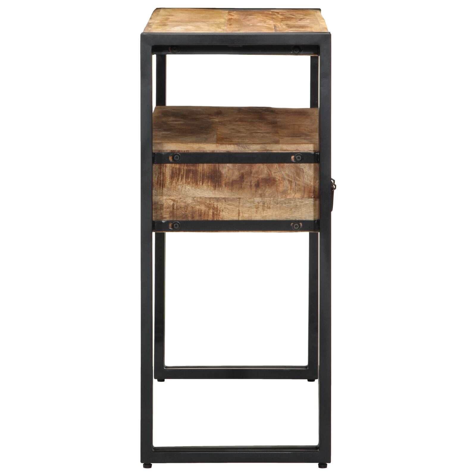 Bijzettafels Zwart En Metaal 90 x 33 x 75 cm Massief mangohout