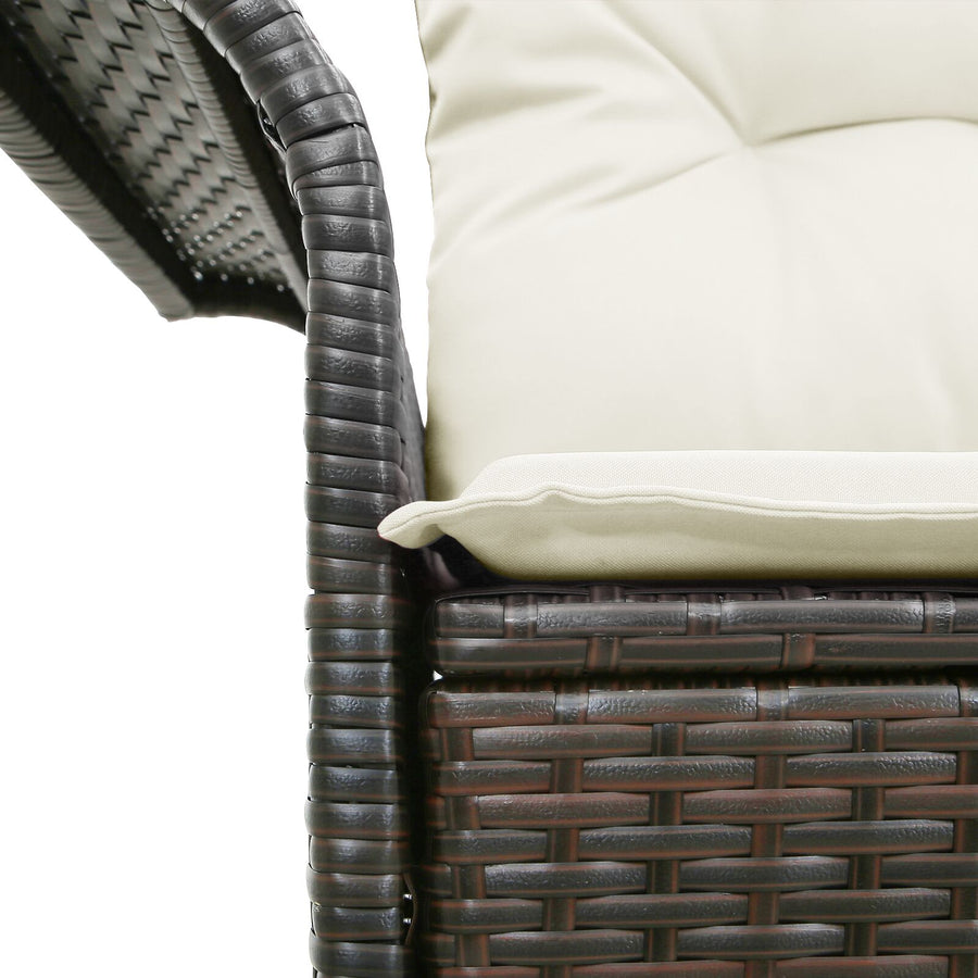 2-Zits Tuinbank Met Kussens Poly Rattan Bruin en crème zonder opslag