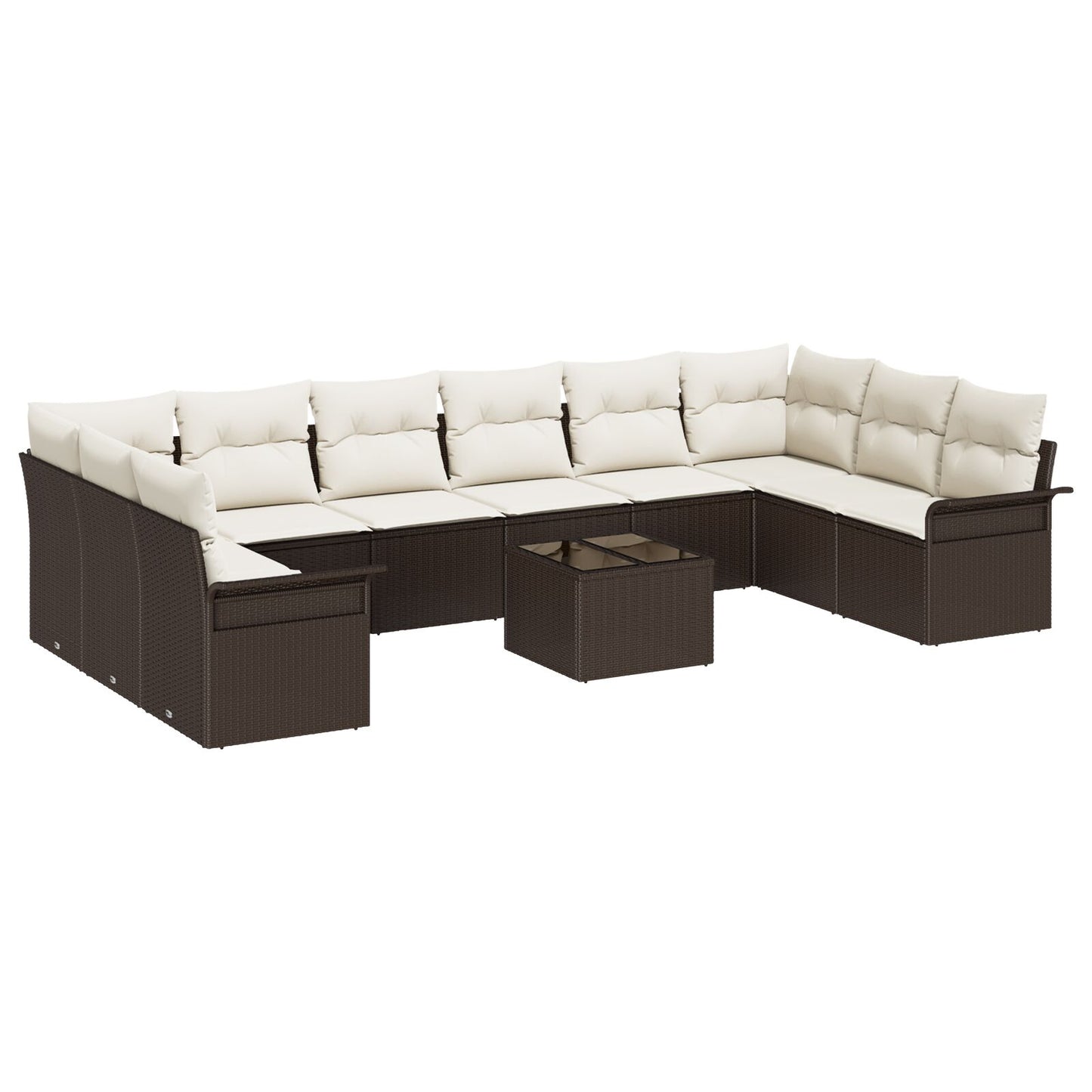 10-Delige Tuin Sofaset Met Kussens Grijs Poly Rattan
