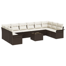 10-Delige Tuin Sofaset Met Kussens Grijs Poly Rattan