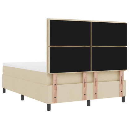 Boxspringbed Met Matras Stof Crème 140 x 200 cm Lijnen ontwerp