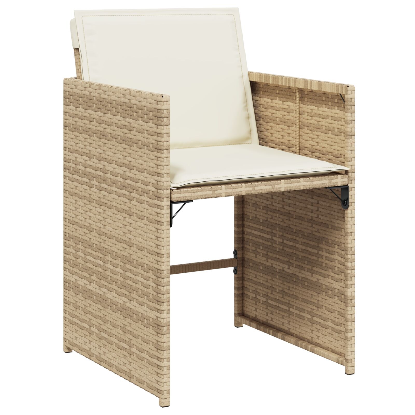 5-Delig Tuin Eet Set Met Kussens Beige Poly Rattan