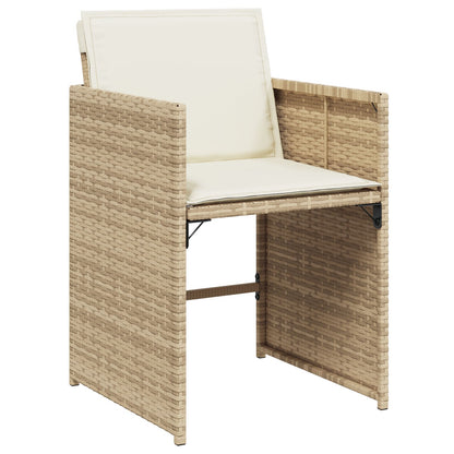 5-Delig Tuin Eet Set Met Kussens Beige Poly Rattan