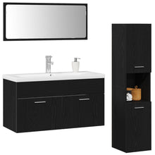 Badkamermeubel Set Set Van 3 Zwart Eiken Engineered Hout Strak