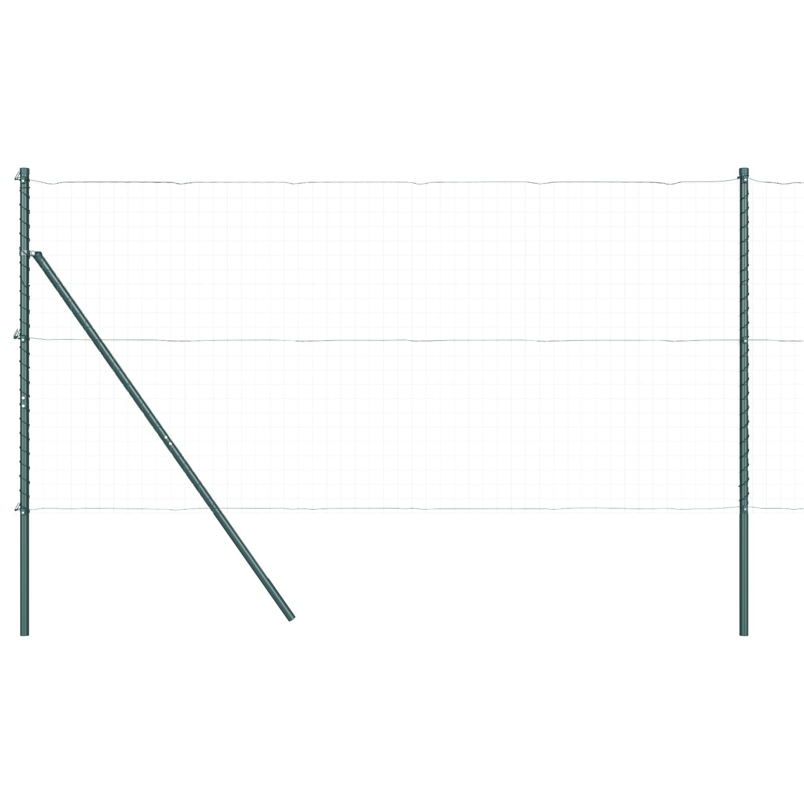 Fence Posts 52 Stuks Ø32 Mm Verzinkt Staal Groen 210 cm 52x post